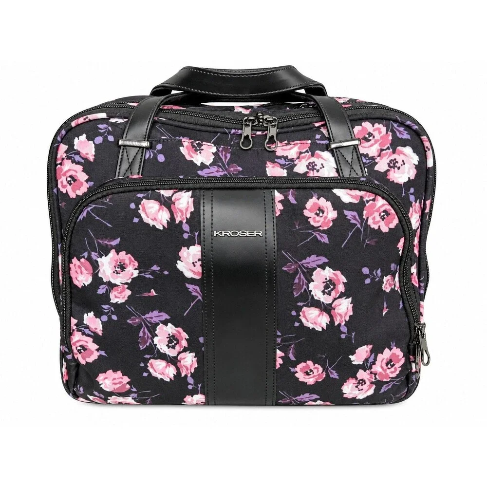 KROSER Rolling Laptop Bag Briefcase Floral 15.6
